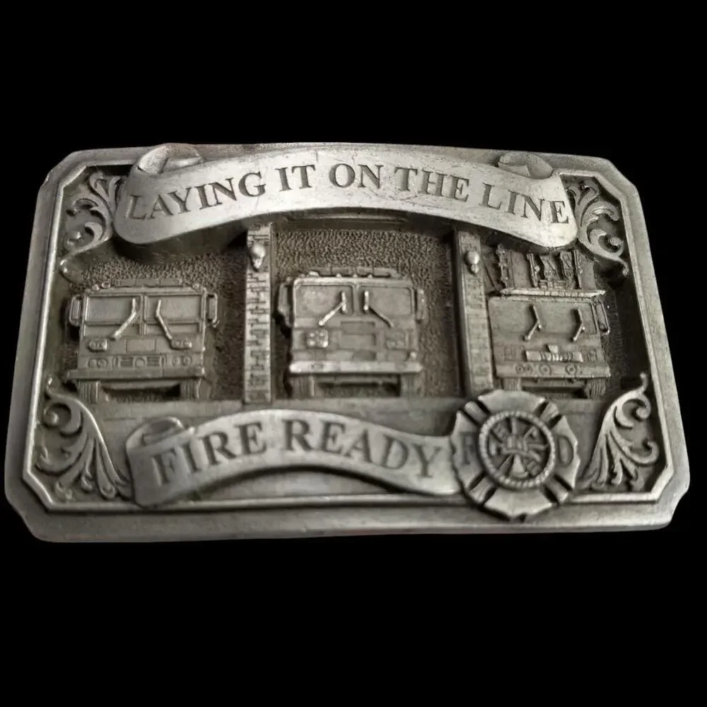 Vintage Belt Buckle 1997 Pewter Fire Station Fire House First Responders USA C&J